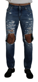 Pantalon en jean en lambeaux chic pour l'homme moderne