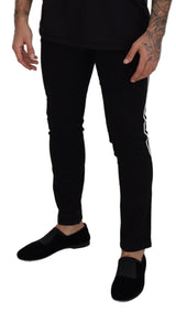 Elegante schwarze schlanke Fit -Jeanshosen