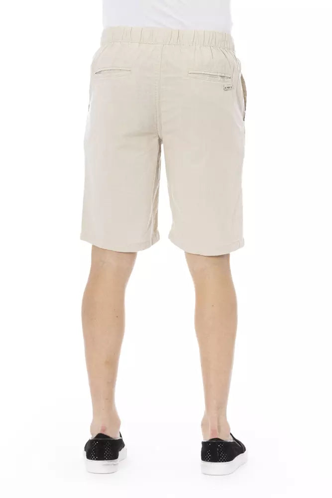 Pantaloncini di bermuda di cotone beige con chiusura corse