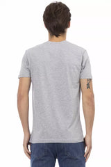 V-neck Cotton Blend Tee σε κομψό γκρι