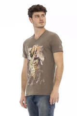 Brown Cotton Men T-Shirt