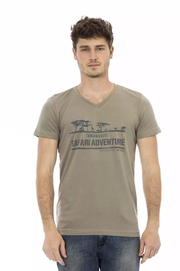 Elegantes V-Ausschnitt-T-Shirt mit schickem Frontdruck