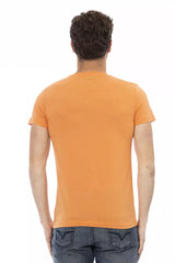 Orange V-Ausschnitt-T-Shirt mit vorderer Druck