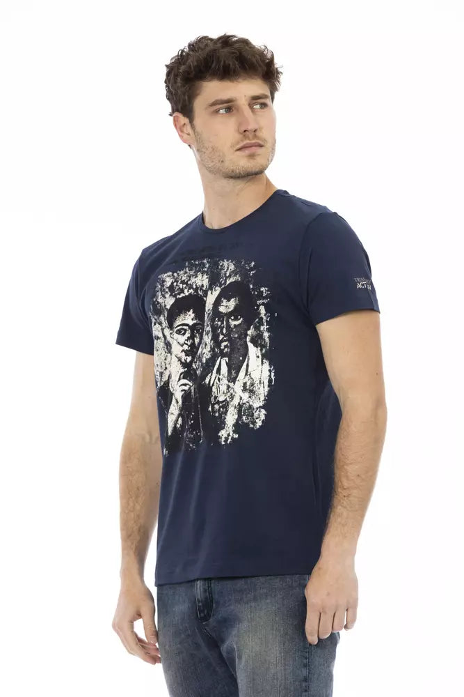 TEE estampada azul elegante con mangas cortas