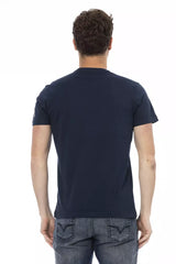 Elegant blau kurz Ärmel rundes Nacken -T -Shirt