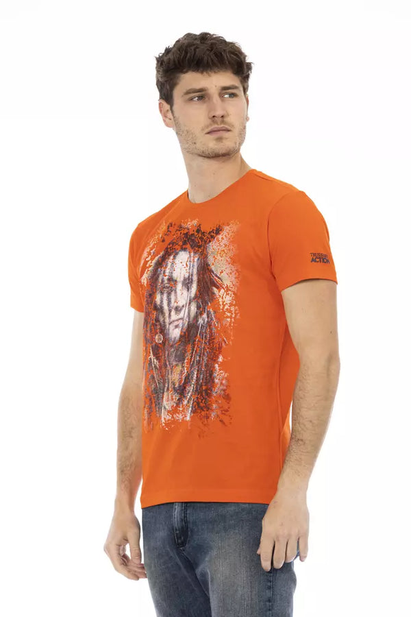 TEE de manga corta de color naranja elegante con estampado delantero