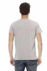 Camiseta de algodón de algodón gris elegante para hombres