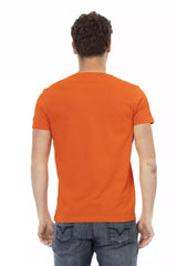 Schlankes orange kurzes Tee mit kurzem Ärmel mit vorderem Druck