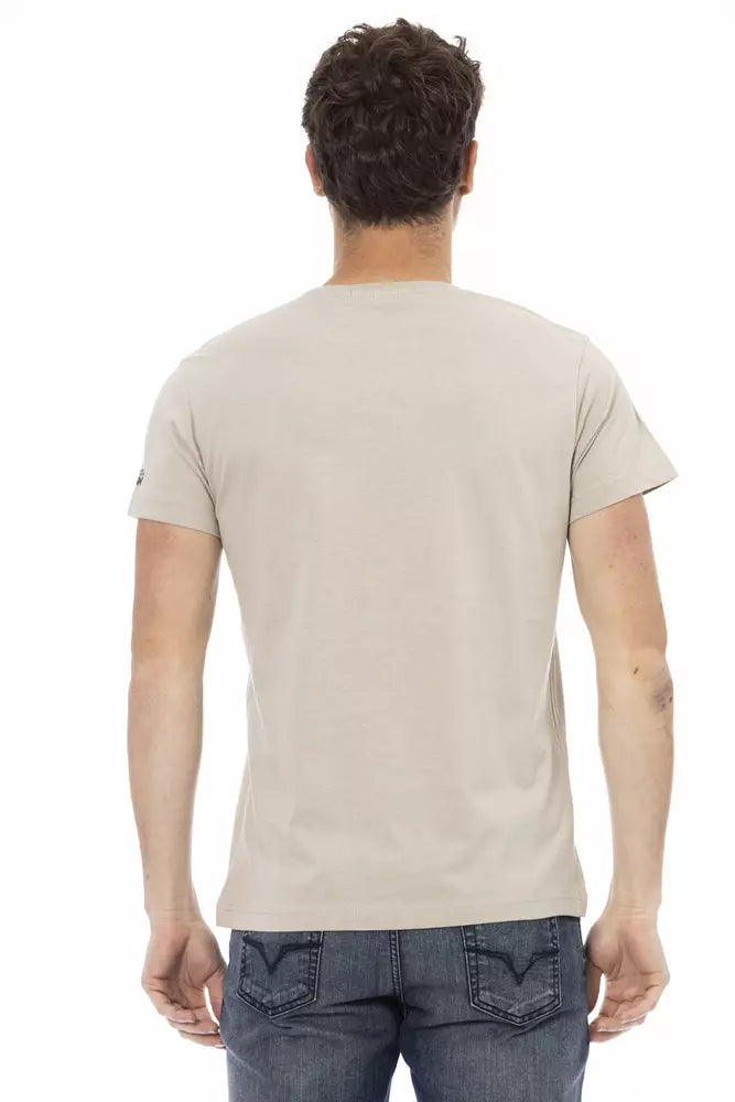 T-shirt à manches courtes beige avec imprimé avant