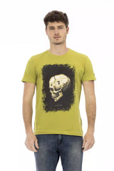 Grüner Kurzarm -T -Shirt mit grafischem Charme