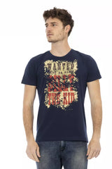 Blue Cotton Men T-Shirt