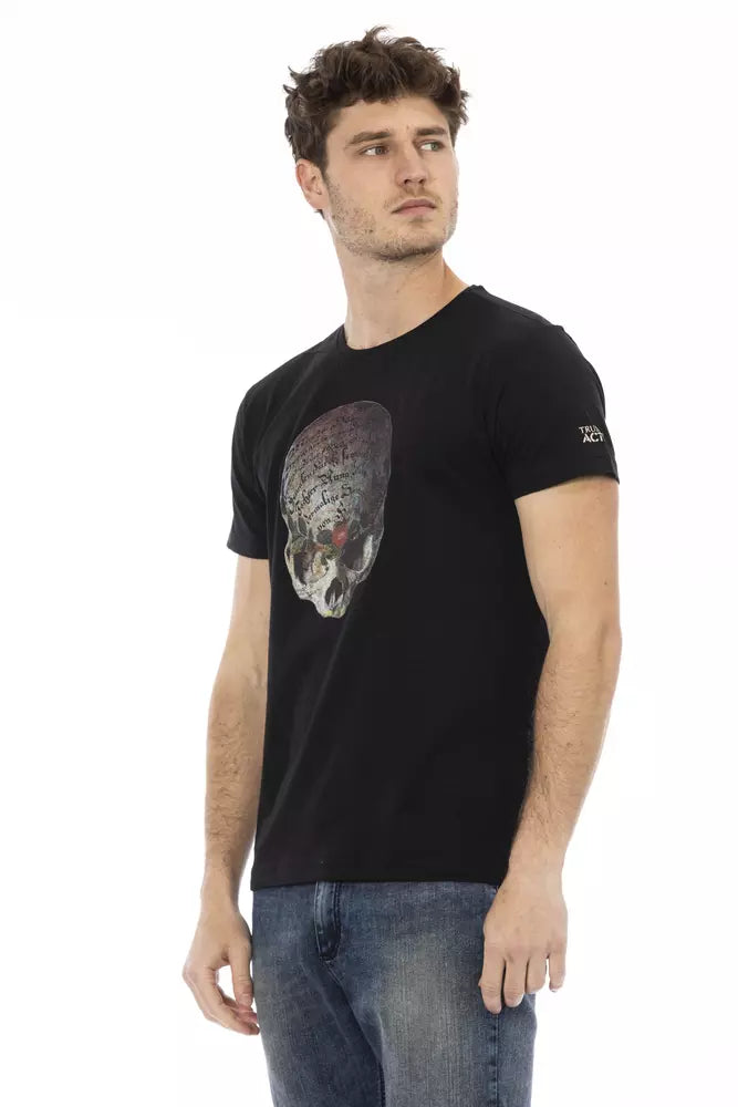 Tee nero casual elevato - manica corta e collo rotondo