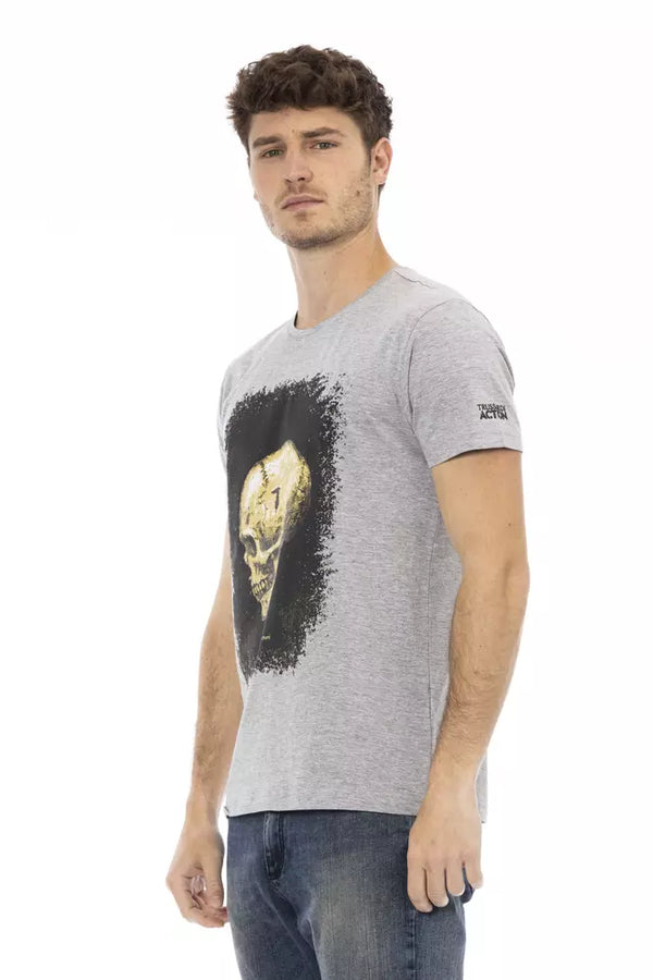 T-shirt a collo rotondo elegante grigio a manica corta