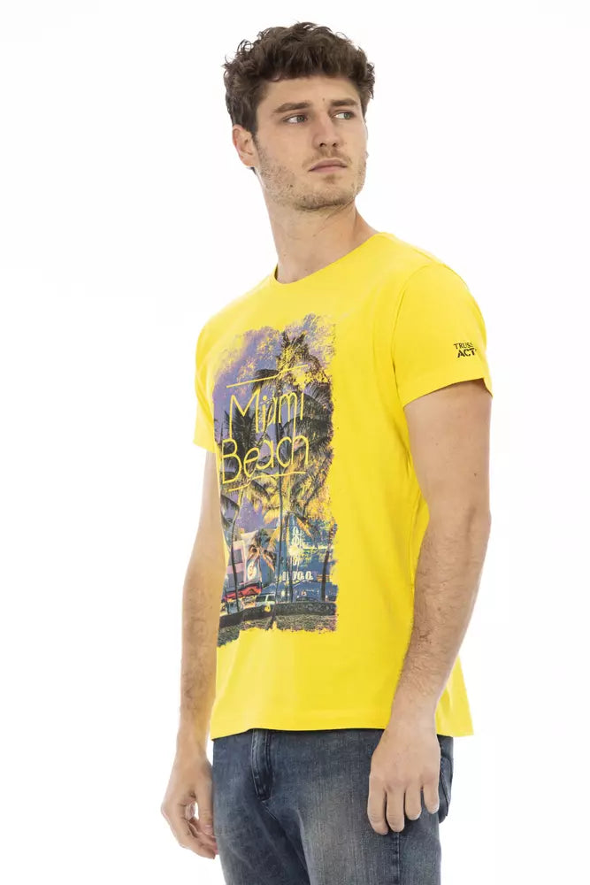 Camiseta de mezcla de algodón amarillo solar