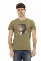 Slim-Fit Green-T-Shirt mit vorderen Druck