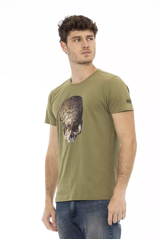 Slim-Fit Green-T-Shirt mit vorderen Druck