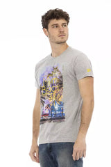 Camiseta gris casual elevada con estampado elegante