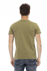 Slim-Fit Green-T-Shirt mit vorderen Druck