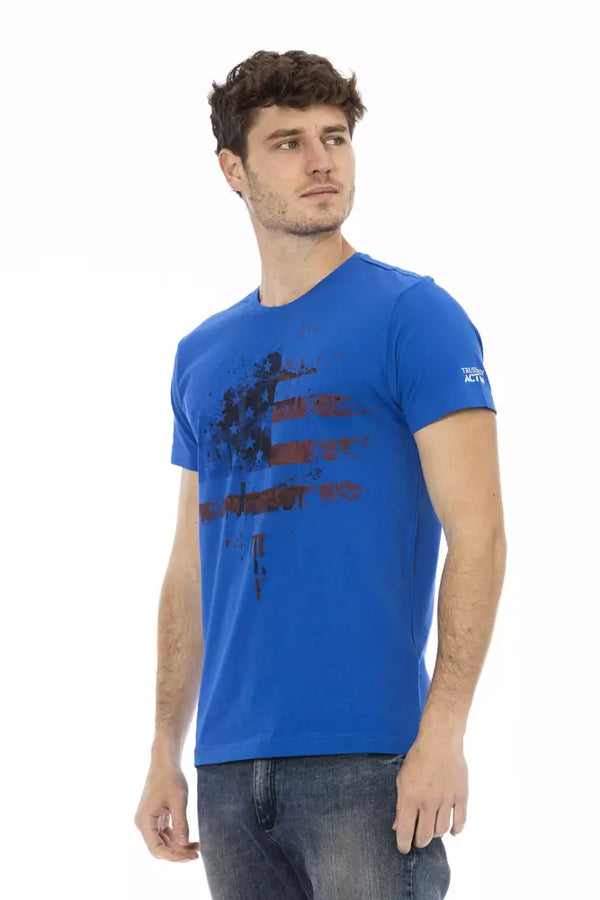 T-shirt à manches courtes en bleu élégant avec imprimé avant