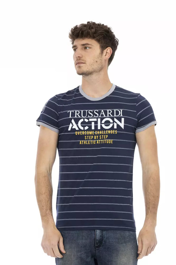 TEE casual de mezcla de algodón azul