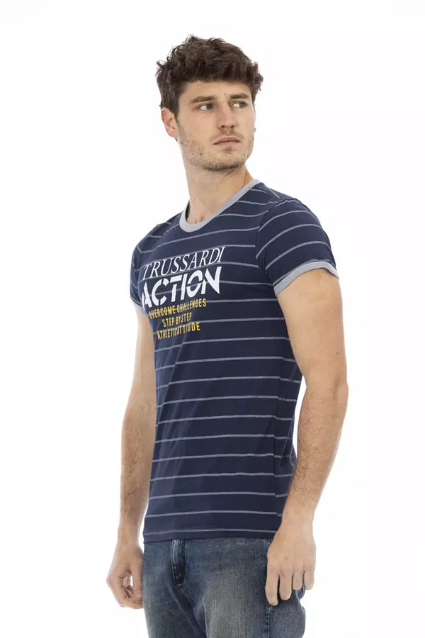 TEE casual de mezcla de algodón azul