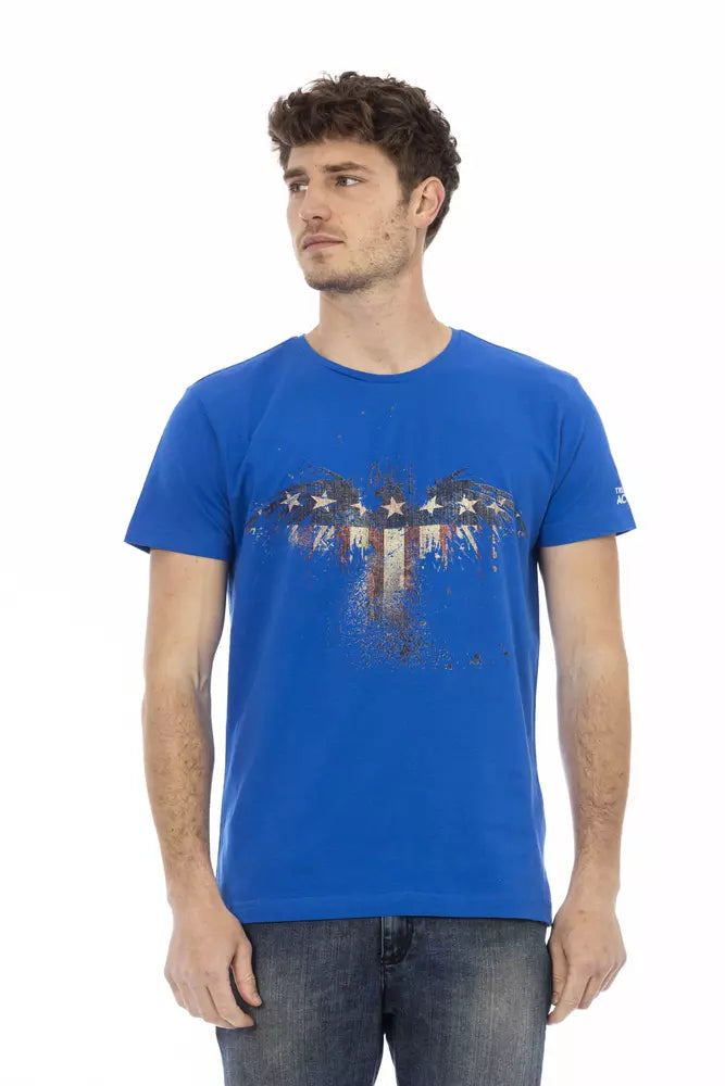 Camiseta de manga corta azul elegante con estampado