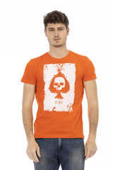 Elegante camiseta de algodón de manga corta de manga naranja