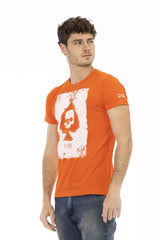 Elegantes orange kurzes Baumwoll -T -Shirt