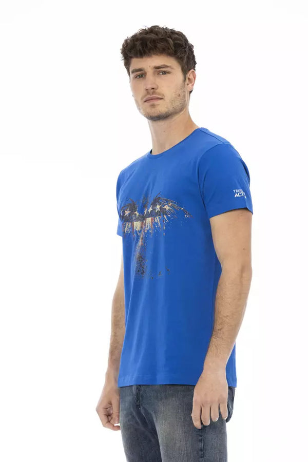 Camiseta de manga corta azul elegante con estampado