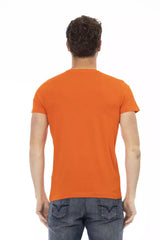 Elegante camiseta de algodón de manga corta de manga naranja