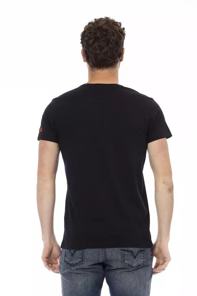 Sleek Black Cotton Blend Tee