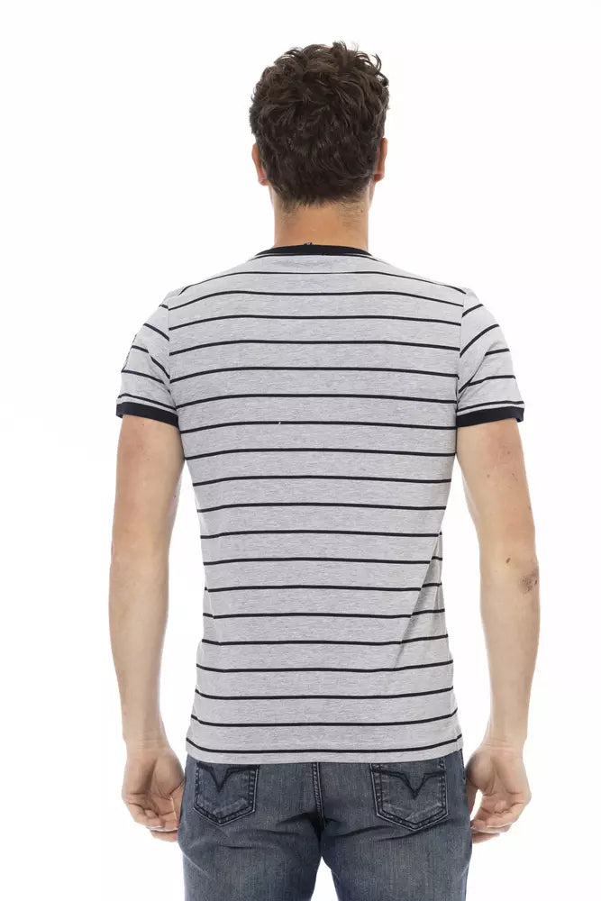 T-shirt gris élégant avec imprimé avant chic