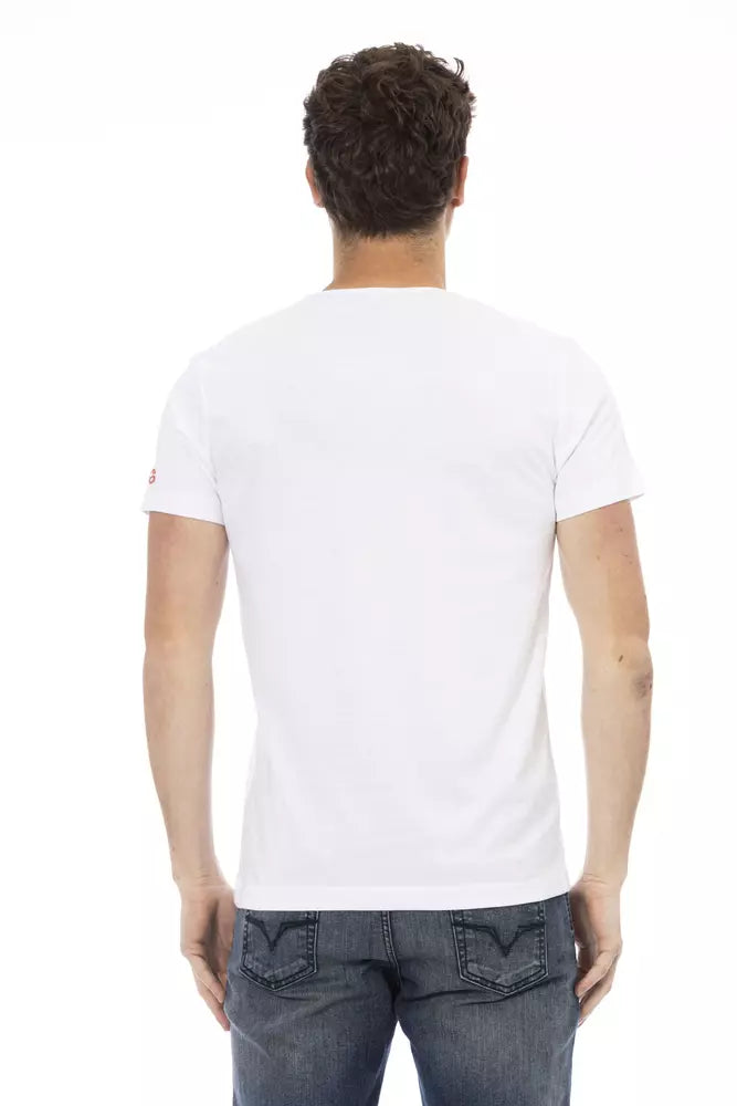 Elegantes weißes Kurzarm -T -Shirt mit vorderem Druck