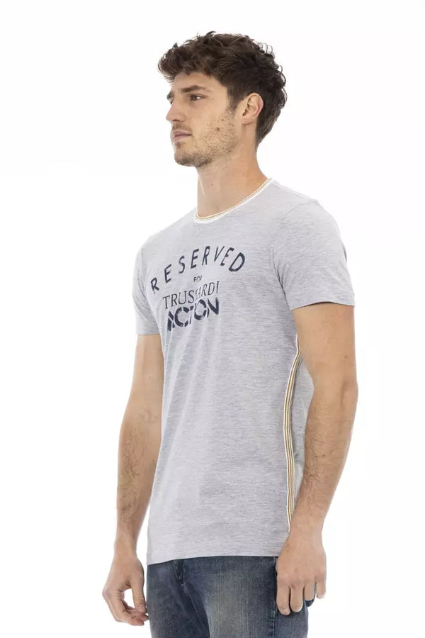 Chic Gray Cotton Blend Casual Tee