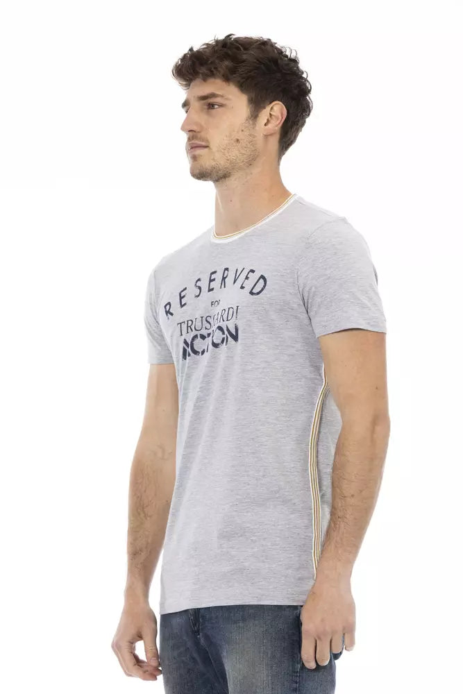 TEE casual de mezcla de algodón gris elegante