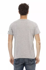 Camiseta de cuello redondo de manga corta gris elegante