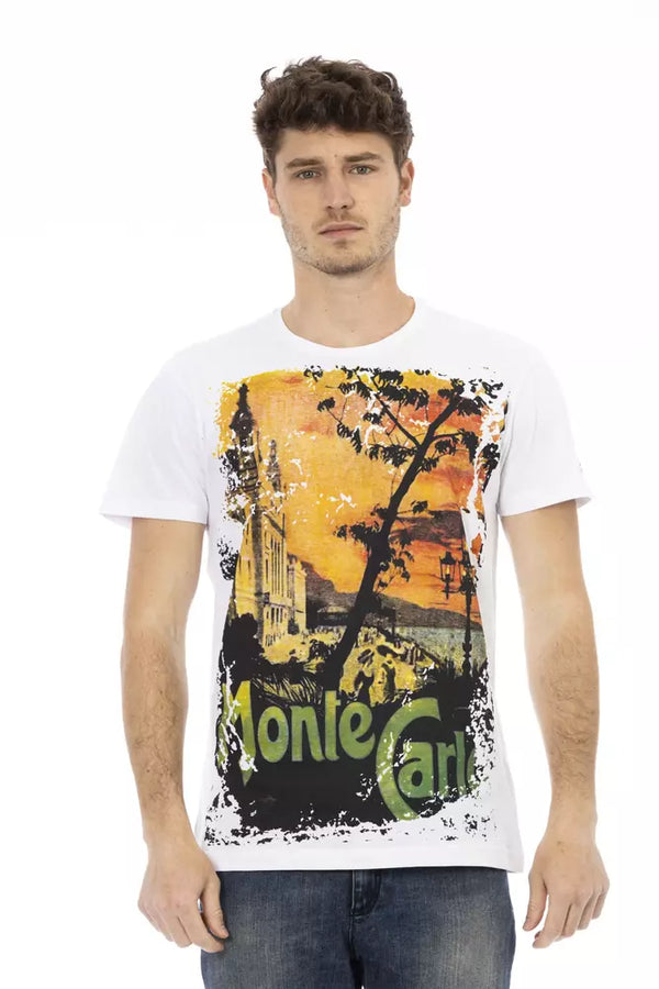 TEE blanca casual elevado con estampado gráfico