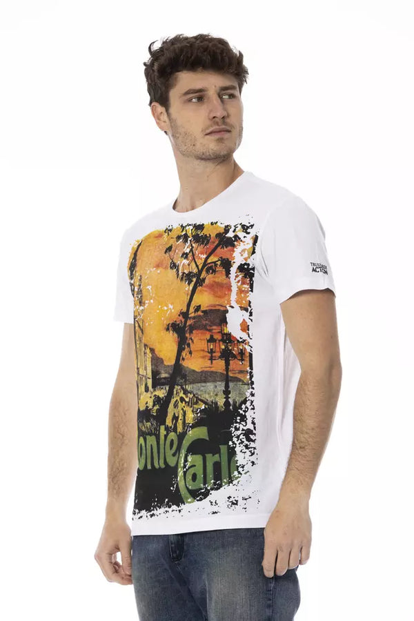 TEE blanca casual elevado con estampado gráfico