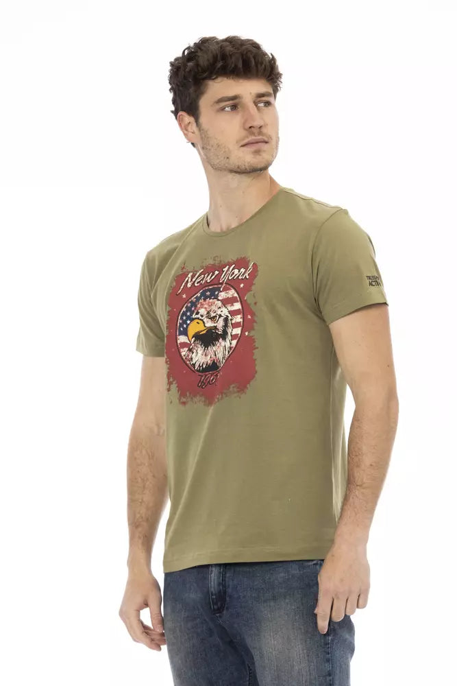 Green Cotton Men T-Shirt