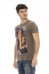 Elegante tee marrone miscela di cotone