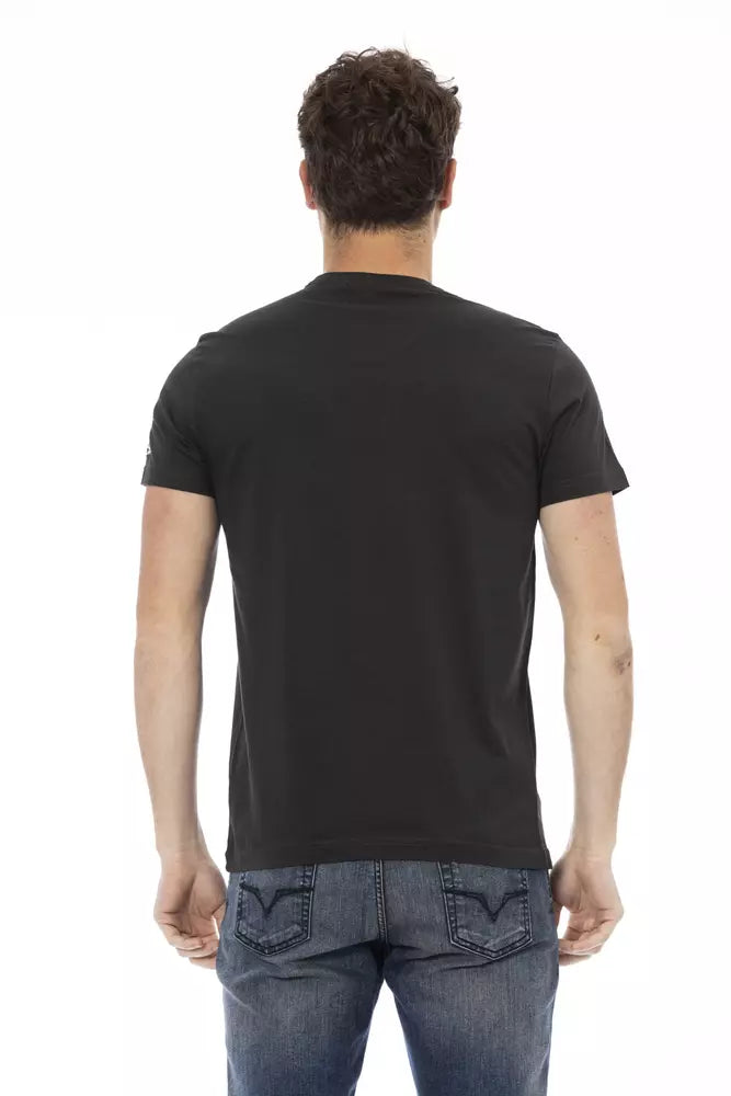 Camiseta de manga corta negra casual elevada