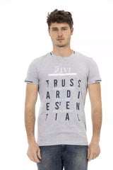 Chic Grey Short Sleeve Baumwollmischtee T -Shirt