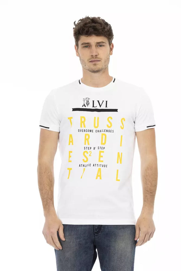 Elegante camiseta blanca con impresión frontal ingeniosa