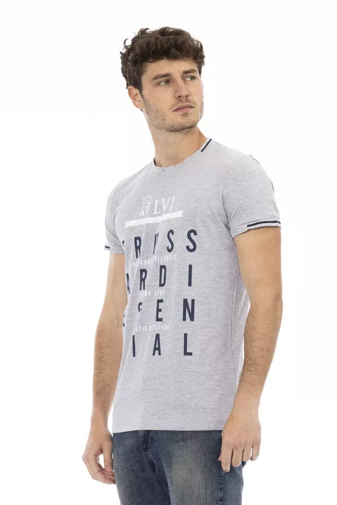 Chic Grey Short Sleeve Baumwollmischtee T -Shirt