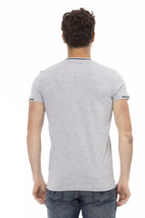 Chic Grey Short Sleeve Baumwollmischtee T -Shirt