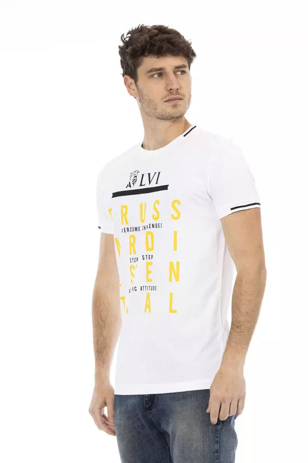 Elegantes weißes T -Shirt mit kunstvollem Frontdruck