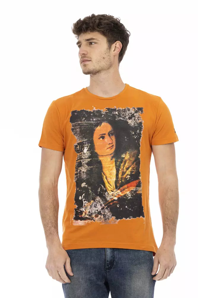 Tee de cuello redondo de manga corta de color naranja elegante