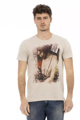 T-shirt de mélange de coton beige pour hommes