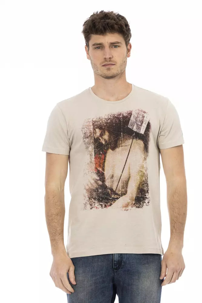 Tee de mezcla de algodón beige para hombres