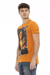 Tee de cuello redondo de manga corta de color naranja elegante